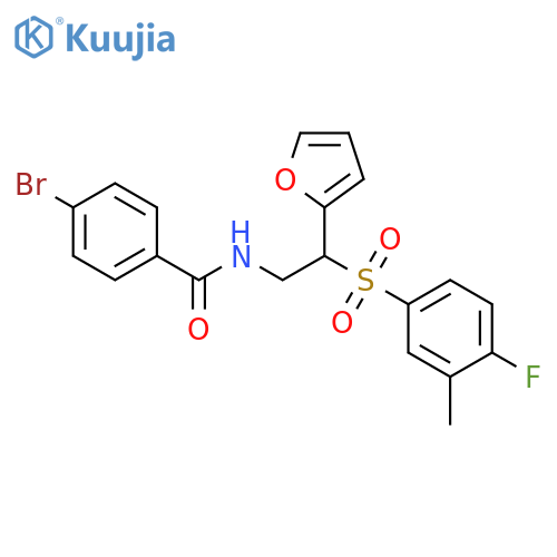 4-bromo-N-2-(4-fluoro-3-methylbenzenesulfonyl)-2-(furan-2-yl)ethylbenzamide structure