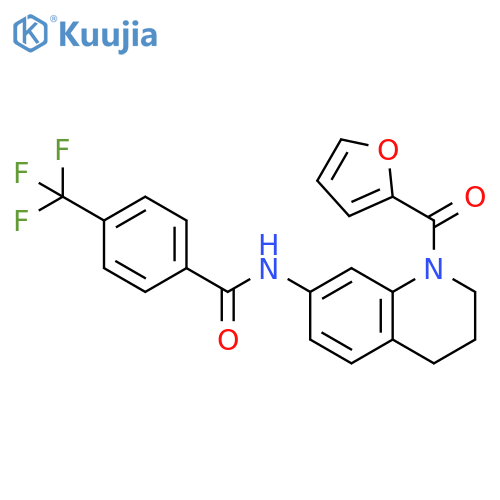 N-1-(furan-2-carbonyl)-1,2,3,4-tetrahydroquinolin-7-yl-4-(trifluoromethyl)benzamide structure