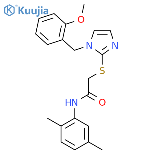 N-(2,5-dimethylphenyl)-2-({1-(2-methoxyphenyl)methyl-1H-imidazol-2-yl}sulfanyl)acetamide structure