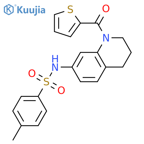 4-methyl-N-1-(thiophene-2-carbonyl)-1,2,3,4-tetrahydroquinolin-7-ylbenzene-1-sulfonamide structure