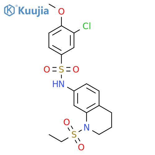 3-chloro-N-1-(ethanesulfonyl)-1,2,3,4-tetrahydroquinolin-7-yl-4-methoxybenzene-1-sulfonamide structure