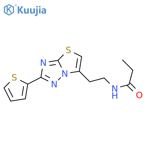 N-{2-2-(thiophen-2-yl)-1,2,4triazolo3,2-b1,3thiazol-6-ylethyl}propanamide structure