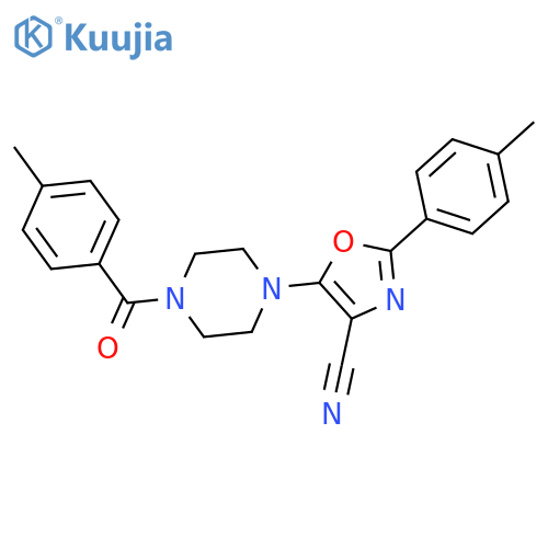 5-4-(4-methylbenzoyl)piperazin-1-yl-2-(4-methylphenyl)-1,3-oxazole-4-carbonitrile structure