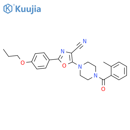 5-4-(2-methylbenzoyl)piperazin-1-yl-2-(4-propoxyphenyl)-1,3-oxazole-4-carbonitrile structure