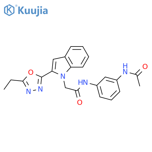 N-(3-acetamidophenyl)-2-2-(5-ethyl-1,3,4-oxadiazol-2-yl)-1H-indol-1-ylacetamide structure
