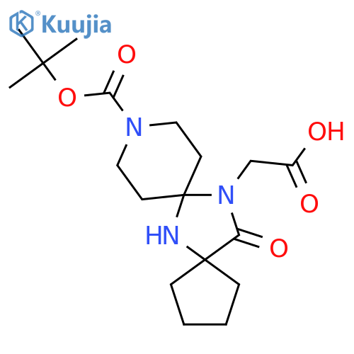 13-Carboxymethyl-14-oxo-6,10,13-triaza-dispiro4.1.5.2 tetradecane-10-carboxylic acid tert-butyl ester structure