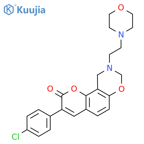 3-(4-chlorophenyl)-9-2-(morpholin-4-yl)ethyl-2H,8H,9H,10H-chromeno8,7-e1,3oxazin-2-one structure
