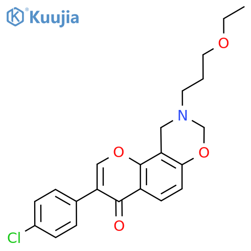 3-(4-chlorophenyl)-9-(3-ethoxypropyl)-4H,8H,9H,10H-chromeno8,7-e1,3oxazin-4-one structure