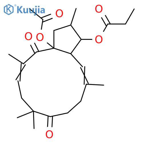 3,15-Dihydroxy-5,12-jatrophadiene-9,14-dione; (3β,5E,12E,15β)-form, 3-Propanoyl, 15-Ac structure
