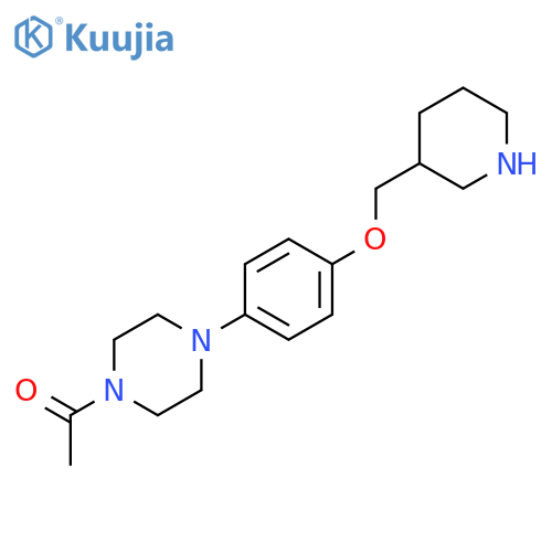 1-{4-[4-(3-Piperidinylmethoxy)phenyl]-1-piperazinyl}-1-ethanone structure
