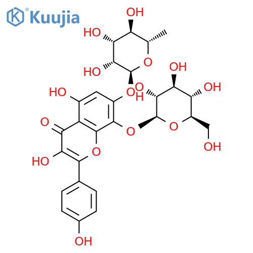 4H-1-Benzopyran-4-one,7-[(6-deoxy-a-L-mannopyranosyl)oxy]-8-(b-D-glucopyranosyloxy)-3,5-dihydroxy-2-(4-hydroxyphenyl)-(9CI) structure