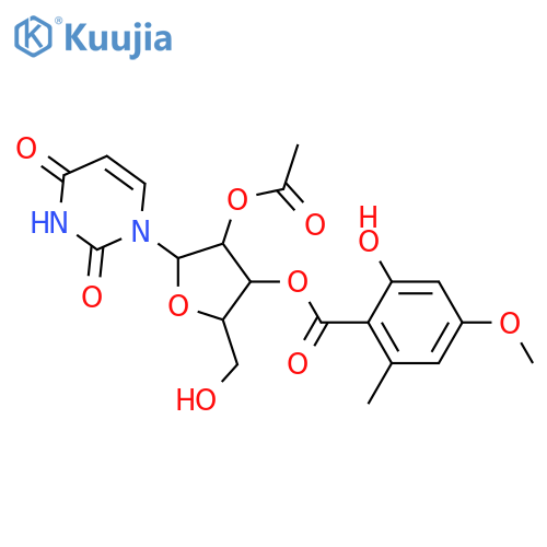Uridine; 3'-O-(2-Hydroxy-4-methoxy-6-methylbenzoyl), 2'-Ac structure