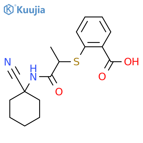 2-({1-[(1-Cyanocyclohexyl)carbamoyl]ethyl}sulfanyl)benzoic acid structure