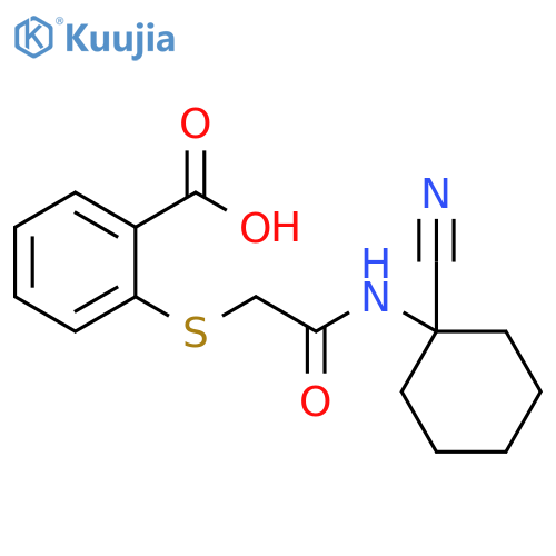 2-[[2-[(1-Cyanocyclohexyl)amino]-2-oxoethyl]thio]benzoic acid structure