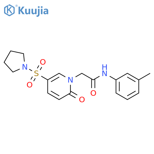 N-(3-methylphenyl)-2-2-oxo-5-(pyrrolidine-1-sulfonyl)-1,2-dihydropyridin-1-ylacetamide structure