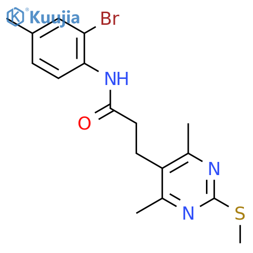N-(2-bromo-4-methylphenyl)-3-[4,6-dimethyl-2-(methylsulfanyl)pyrimidin-5-yl]propanamide structure