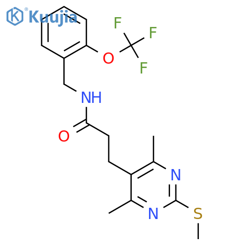 3-[4,6-dimethyl-2-(methylsulfanyl)pyrimidin-5-yl]-N-{[2-(trifluoromethoxy)phenyl]methyl}propanamide structure