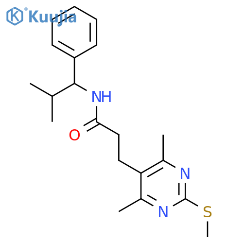 3-[4,6-dimethyl-2-(methylsulfanyl)pyrimidin-5-yl]-N-(2-methyl-1-phenylpropyl)propanamide structure