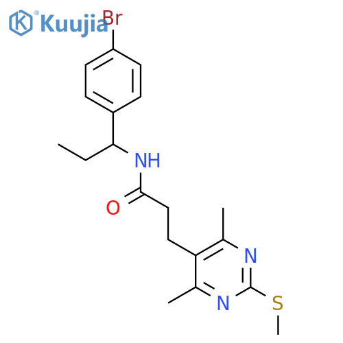 N-[1-(4-bromophenyl)propyl]-3-[4,6-dimethyl-2-(methylsulfanyl)pyrimidin-5-yl]propanamide structure