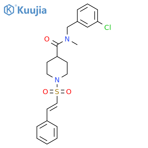 N-[(3-chlorophenyl)methyl]-N-methyl-1-[(E)-2-phenylethenyl]sulfonylpiperidine-4-carboxamide structure