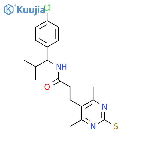 N-[1-(4-chlorophenyl)-2-methylpropyl]-3-[4,6-dimethyl-2-(methylsulfanyl)pyrimidin-5-yl]propanamide structure