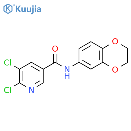 5,6-dichloro-N-(2,3-dihydro-1,4-benzodioxin-6-yl)pyridine-3-carboxamide structure