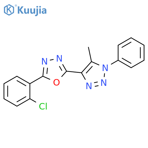 2-(2-chlorophenyl)-5-(5-methyl-1-phenyl-1H-1,2,3-triazol-4-yl)-1,3,4-oxadiazole structure