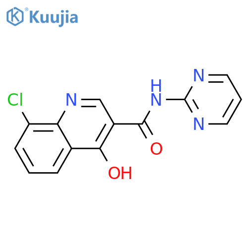 8-chloro-4-hydroxy-N-(pyrimidin-2-yl)quinoline-3-carboxamide structure