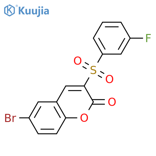 6-bromo-3-(3-fluorobenzenesulfonyl)-2H-chromen-2-one structure