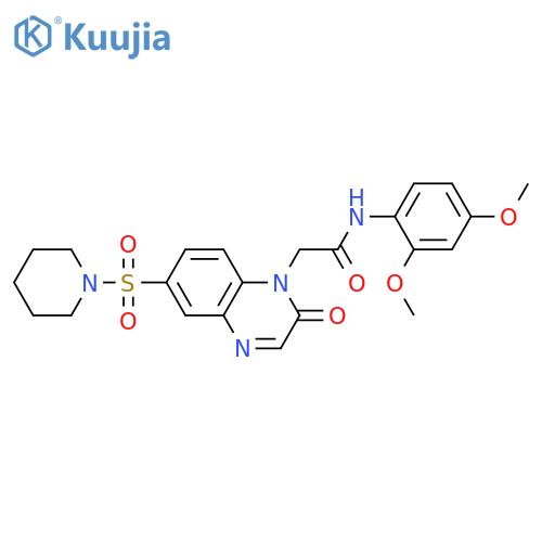 N-(2,4-dimethoxyphenyl)-2-2-oxo-6-(piperidine-1-sulfonyl)-1,2-dihydroquinoxalin-1-ylacetamide structure