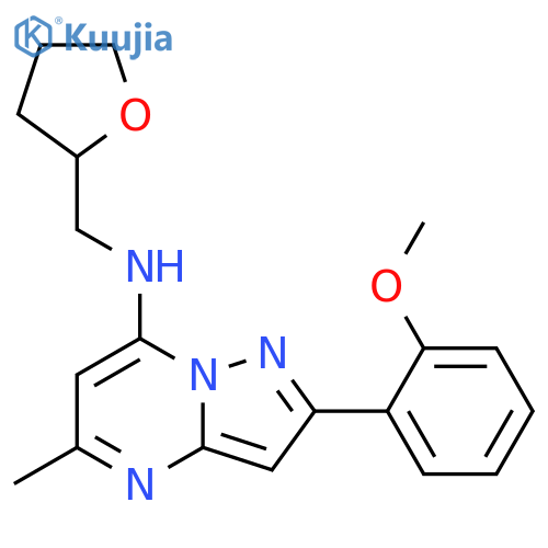 2-(2-methoxyphenyl)-5-methyl-N-(oxolan-2-yl)methylpyrazolo1,5-apyrimidin-7-amine structure
