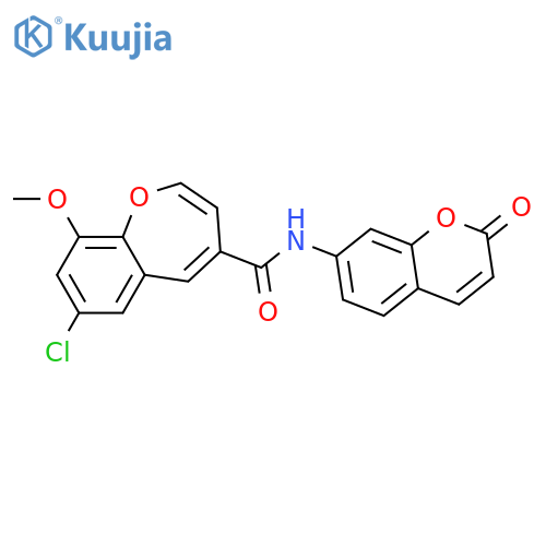 7-chloro-9-methoxy-N-(2-oxo-2H-chromen-7-yl)-1-benzoxepine-4-carboxamide structure