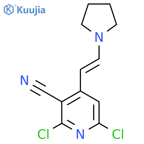 2,6-Dichloro-4-(2-(pyrrolidin-1-yl)vinyl)nicotinonitrile structure
