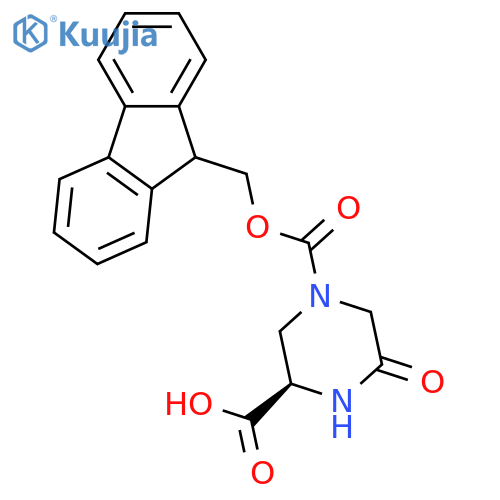 (2R)-4-{(9H-fluoren-9-yl)methoxycarbonyl}-6-oxopiperazine-2-carboxylic acid structure