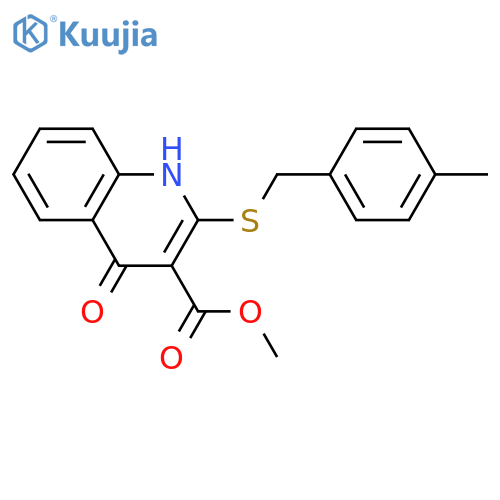 methyl 2-{(4-methylphenyl)methylsulfanyl}-4-oxo-1,4-dihydroquinoline-3-carboxylate structure