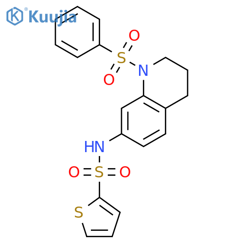 N-1-(benzenesulfonyl)-1,2,3,4-tetrahydroquinolin-7-ylthiophene-2-sulfonamide structure