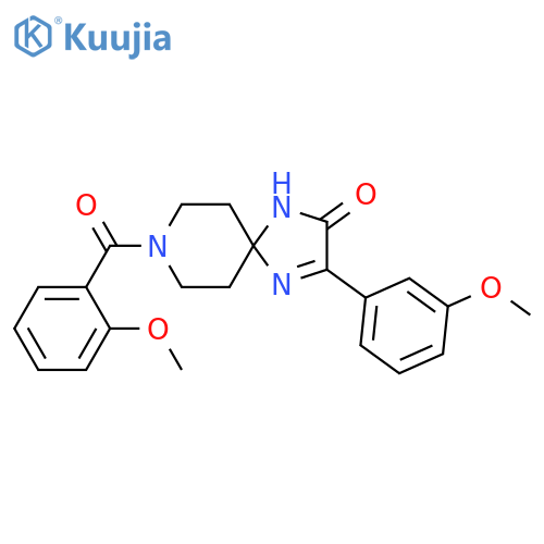 8-(2-methoxybenzoyl)-3-(3-methoxyphenyl)-1,4,8-triazaspiro4.5dec-3-en-2-one structure