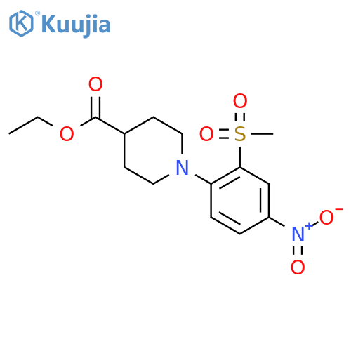 Ethyl 1-[2-(methylsulfonyl)-4-nitrophenyl]-piperidine-4-carboxalate structure