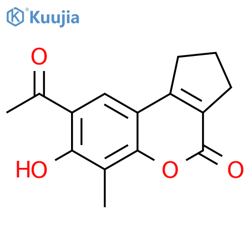 8-acetyl-7-hydroxy-6-methyl-1H,2H,3H,4H-cyclopentacchromen-4-one structure