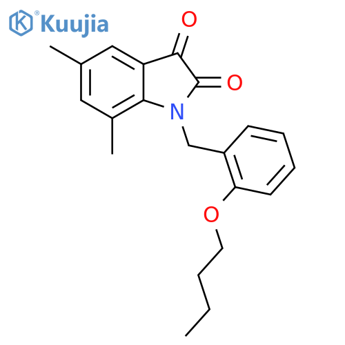 1-(2-butoxyphenyl)methyl-5,7-dimethyl-2,3-dihydro-1H-indole-2,3-dione structure