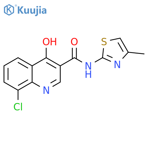 8-chloro-4-hydroxy-N-(4-methyl-1,3-thiazol-2-yl)quinoline-3-carboxamide structure