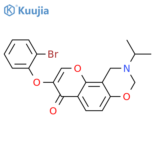 3-(2-bromophenoxy)-9-(propan-2-yl)-4H,8H,9H,10H-chromeno8,7-e1,3oxazin-4-one structure