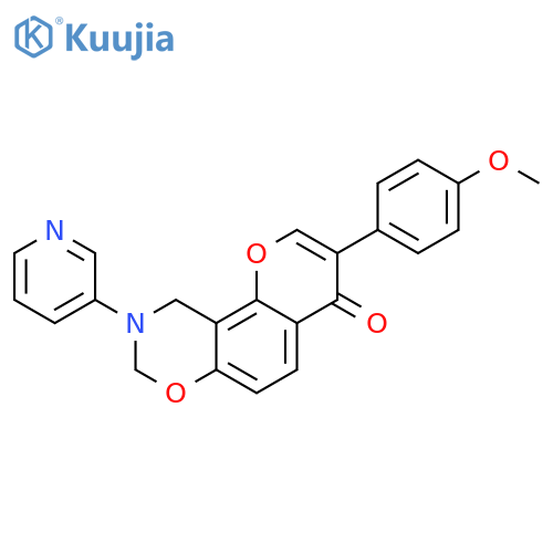 3-(4-methoxyphenyl)-9-(pyridin-3-yl)-4H,8H,9H,10H-chromeno8,7-e1,3oxazin-4-one structure