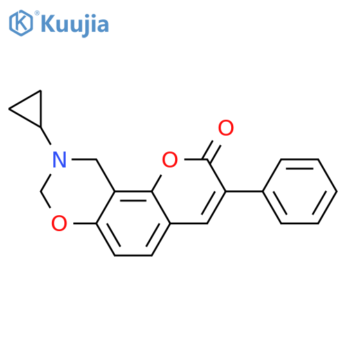 9-cyclopropyl-3-phenyl-2H,8H,9H,10H-chromeno8,7-e1,3oxazin-2-one structure