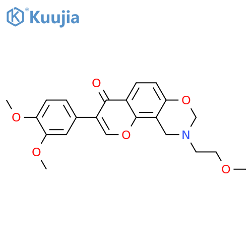 3-(3,4-dimethoxyphenyl)-9-(2-methoxyethyl)-4H,8H,9H,10H-chromeno8,7-e1,3oxazin-4-one structure