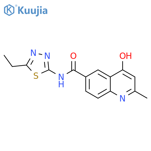 N-(5-ethyl-1,3,4-thiadiazol-2-yl)-4-hydroxy-2-methylquinoline-6-carboxamide structure