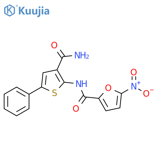 N-(3-carbamoyl-5-phenylthiophen-2-yl)-5-nitrofuran-2-carboxamide structure