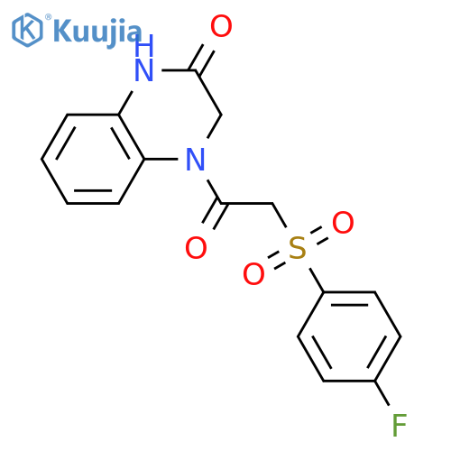 4-2-(4-fluorobenzenesulfonyl)acetyl-1,2,3,4-tetrahydroquinoxalin-2-one structure