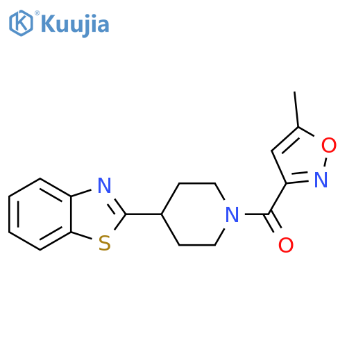 2-1-(5-methyl-1,2-oxazole-3-carbonyl)piperidin-4-yl-1,3-benzothiazole structure