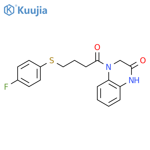 4-{4-(4-fluorophenyl)sulfanylbutanoyl}-1,2,3,4-tetrahydroquinoxalin-2-one structure
